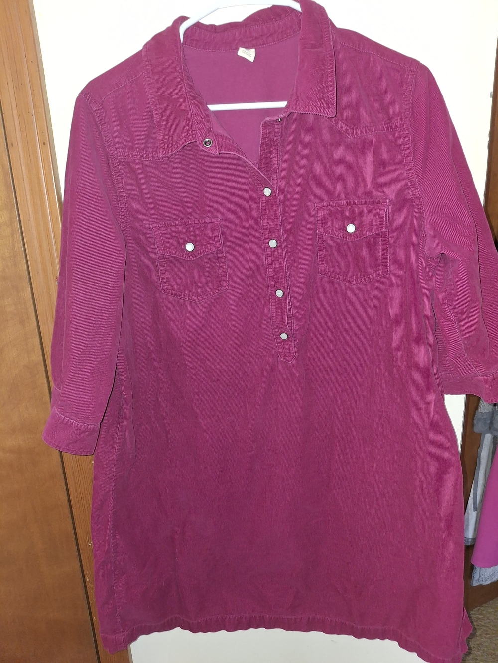 Old Navy Corduroy Midi Shirt Dress in Berry